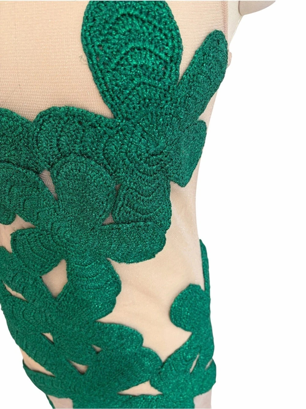 Simon Miller Green Crochet Floral Sheer Midi Maxi Dress Size Small - Picture 6 of 9